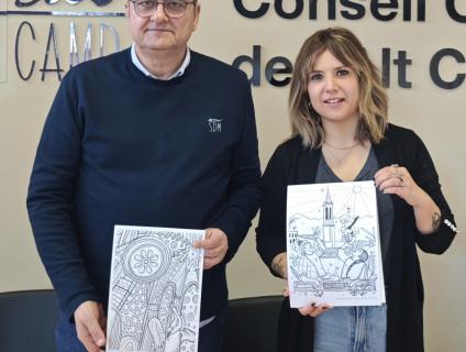 Josep Ma Girona, conseller de l'Àrea de Turisme del CCAC i la il·lustradora Berta Artigal